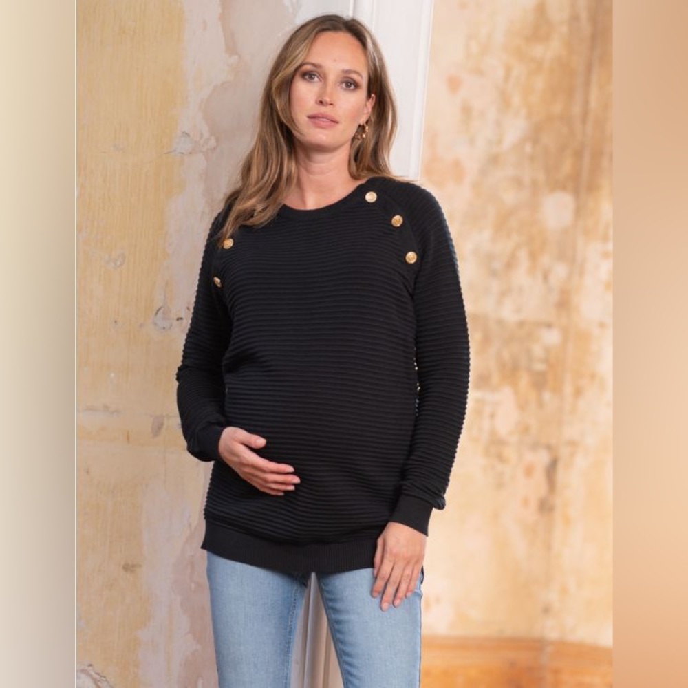 Seraphine Ribbed Cotton Maternity & Nursing Sweater